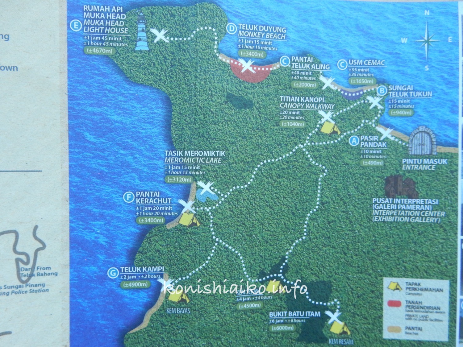 ペナン国立公園の地図
