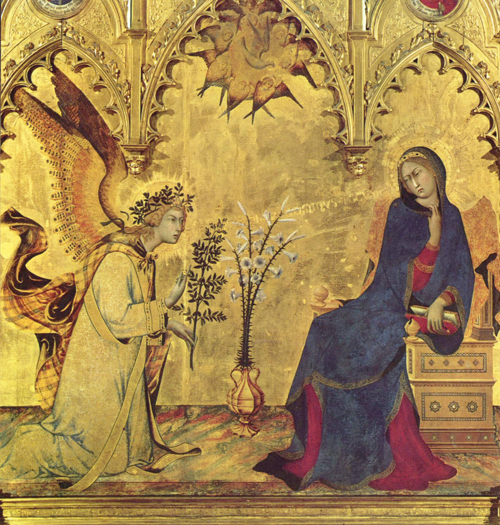 シモーネ・マルティーニ『聖女マルガリータと聖アンサヌスのいる受胎告知』 1333年